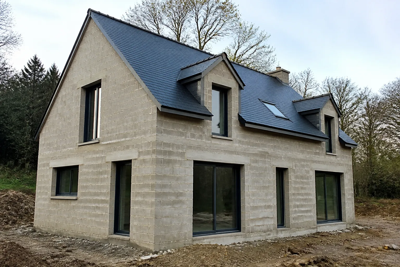 Maison hors d eau avec menuiseries posees