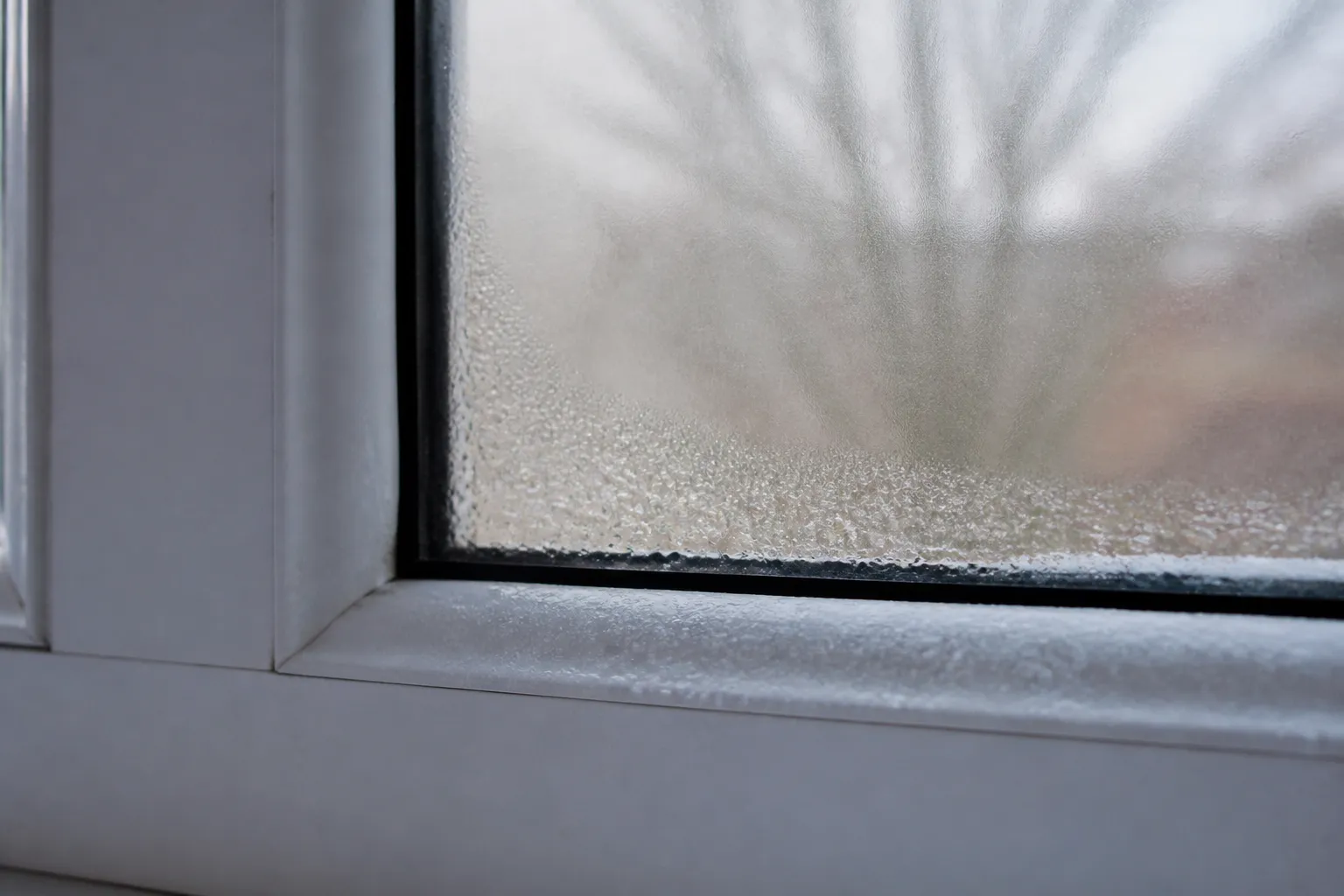 Condensation sur une vitre et son chassis
