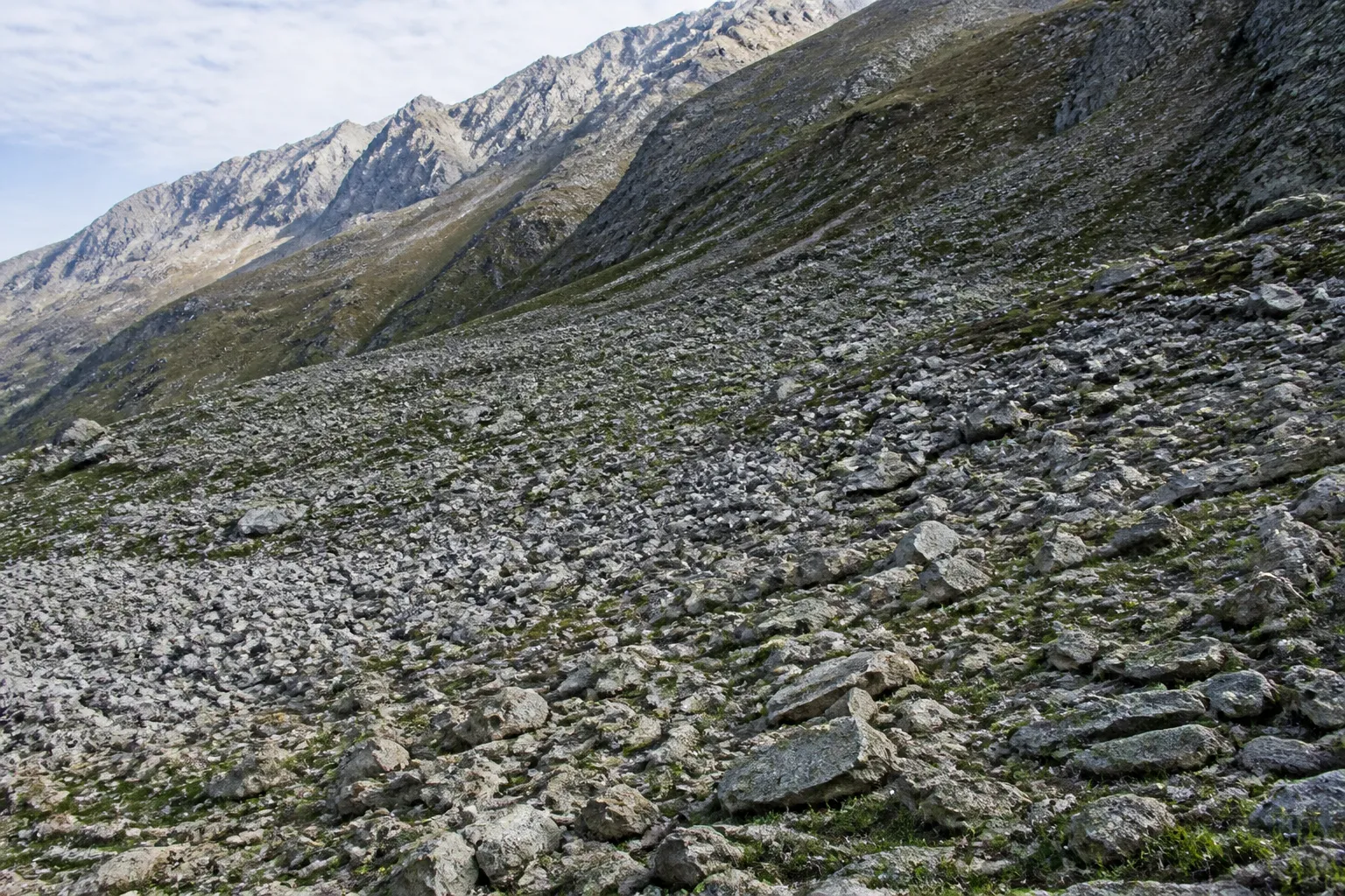 Terrain caillouteux en pente au pied d une montagne