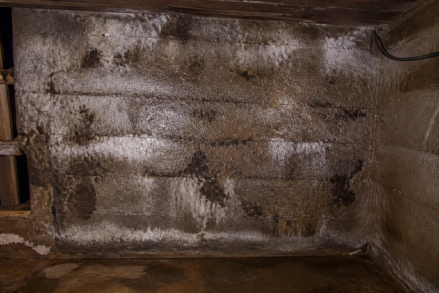 Mur interieur humide cote terre d une maison de coteau