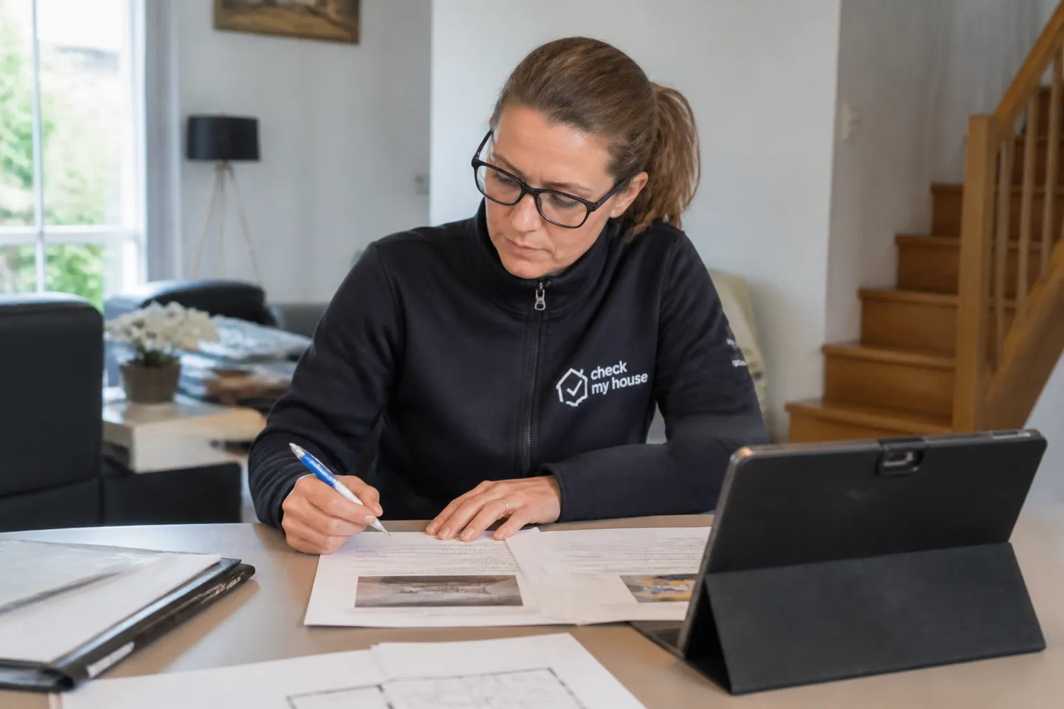 Conseillere Check my House preparant un devis d expertise
