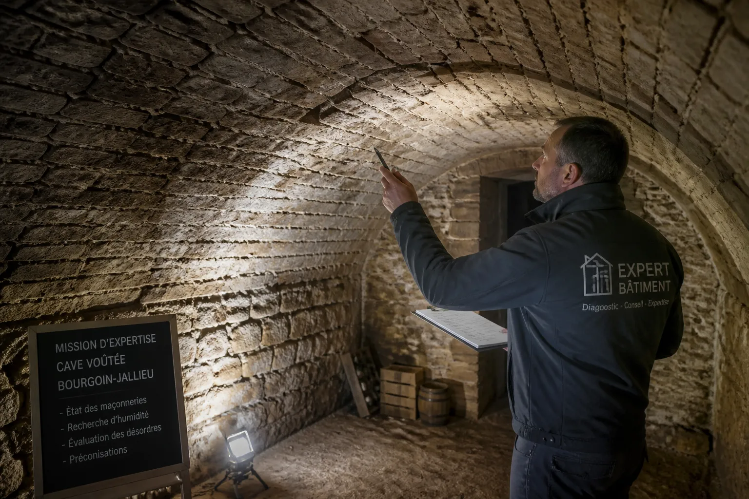 Expert visitant un appartement a Bourgoin-Jallieu