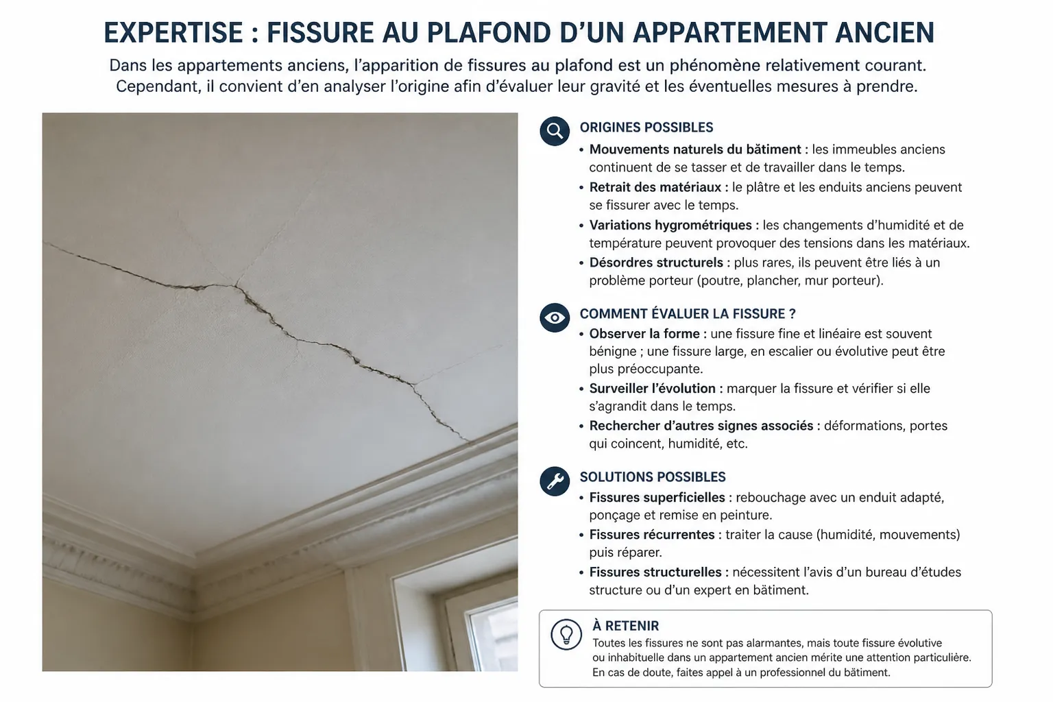 Fissure sur une moulure de plafond a Eybens