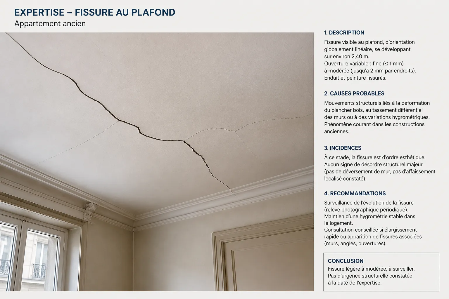 Fissure sur une moulure de plafond a Le Pont-de-Claix