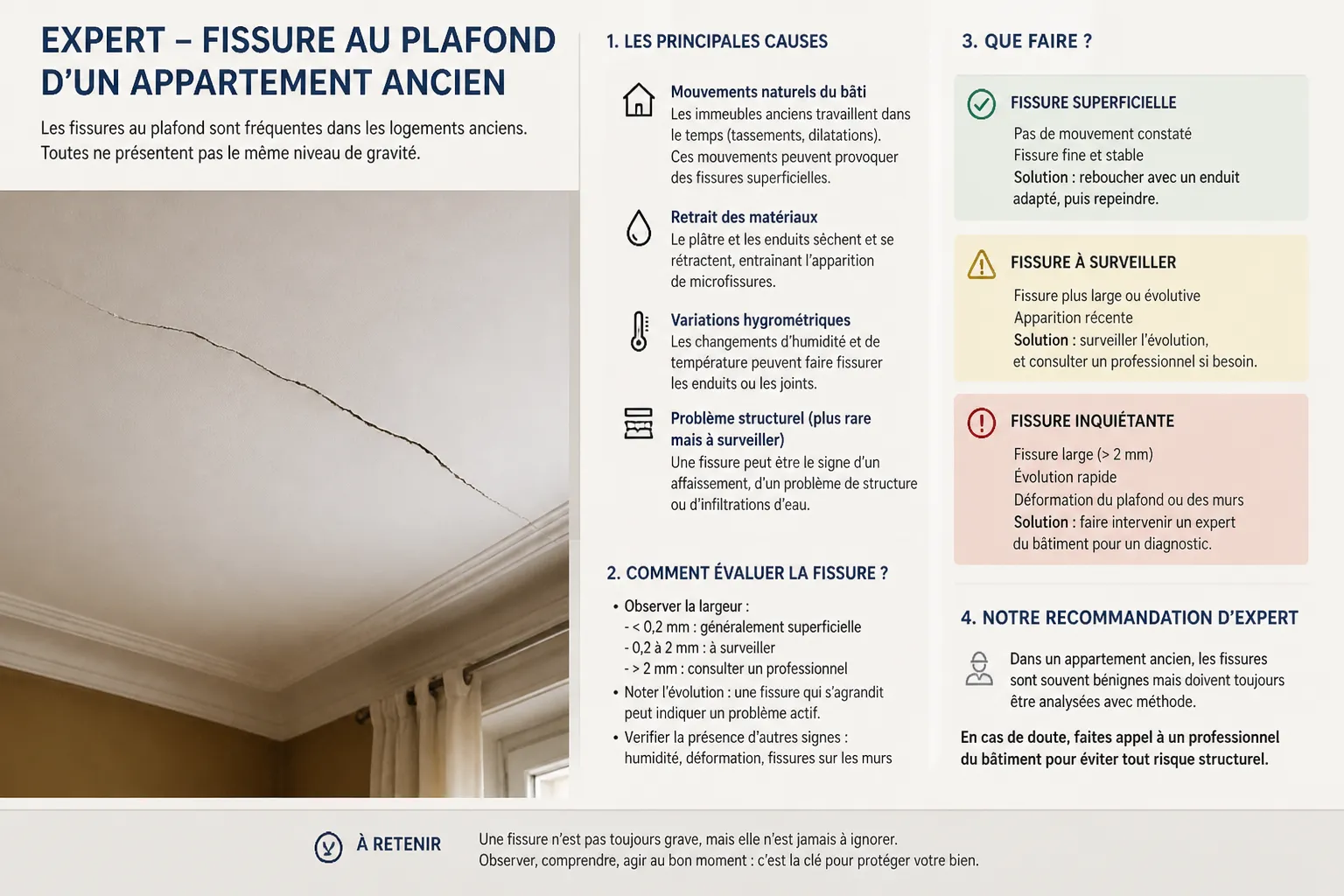 Fissure sur une moulure de plafond a Vizille