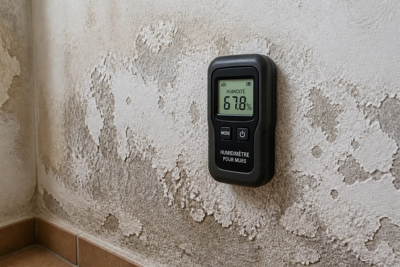Mesure de l humidite d un mur a L'Isle-d'Abeau