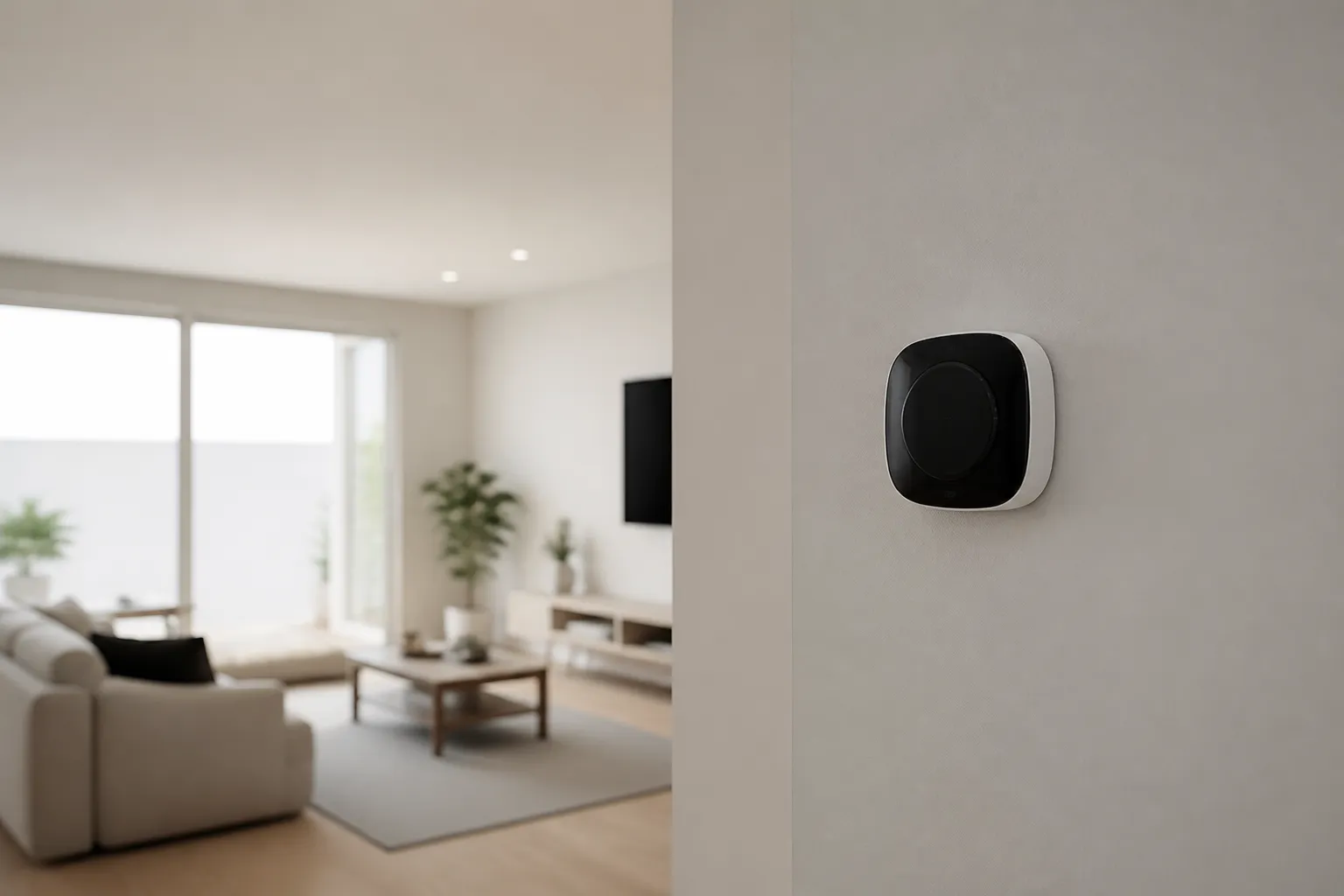 Thermostat connecte dans un sejour neuf